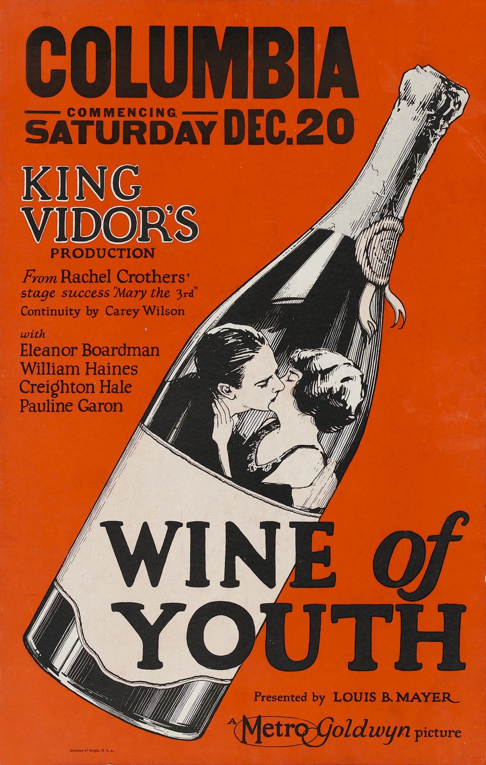 Extra Large Movie Poster Image for Wine of Youth 