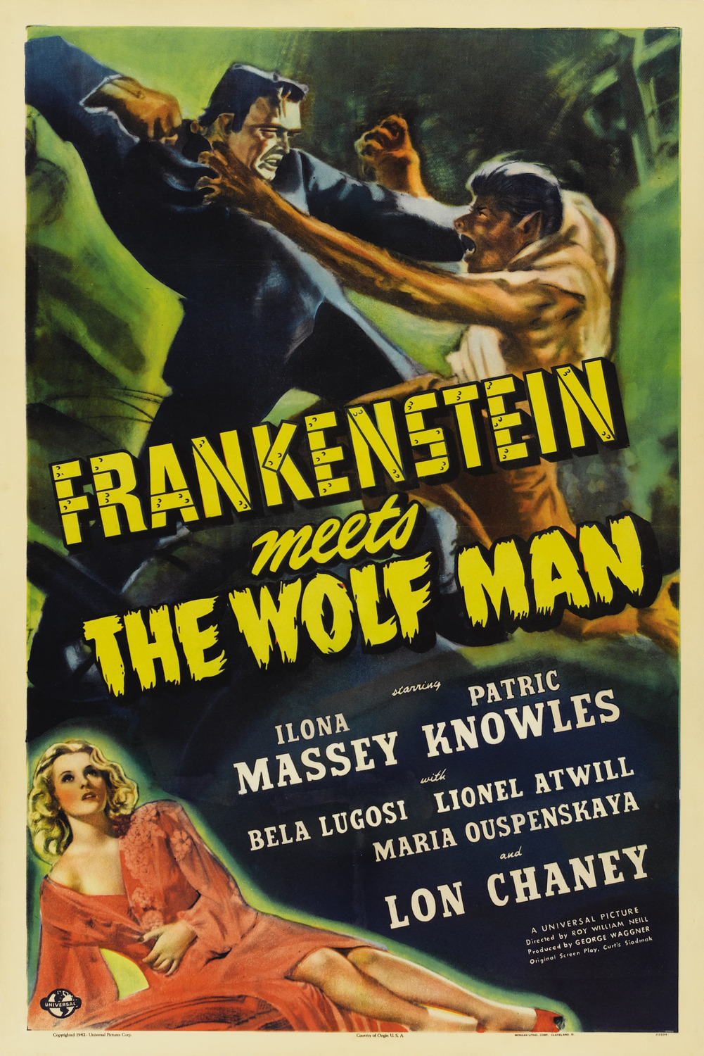 Extra Large Movie Poster Image for Frankenstein Meets the Wolf Man 