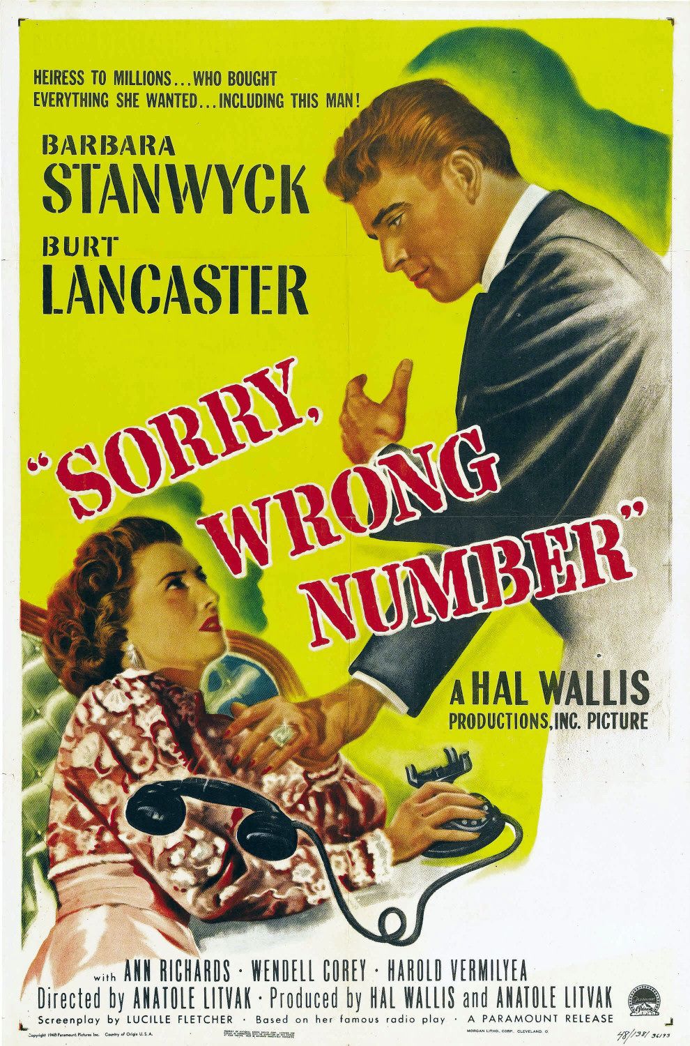 Extra Large Movie Poster Image for Sorry, Wrong Number (#1 of 5)