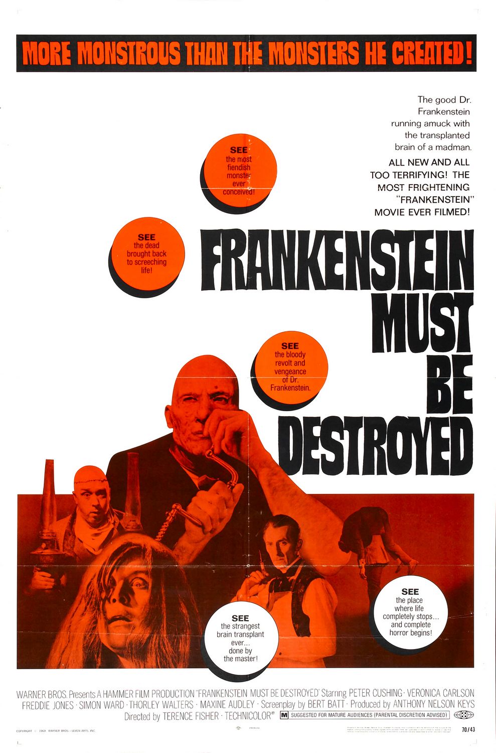 Extra Large Movie Poster Image for Frankenstein Must Be Destroyed (#1 of 3)