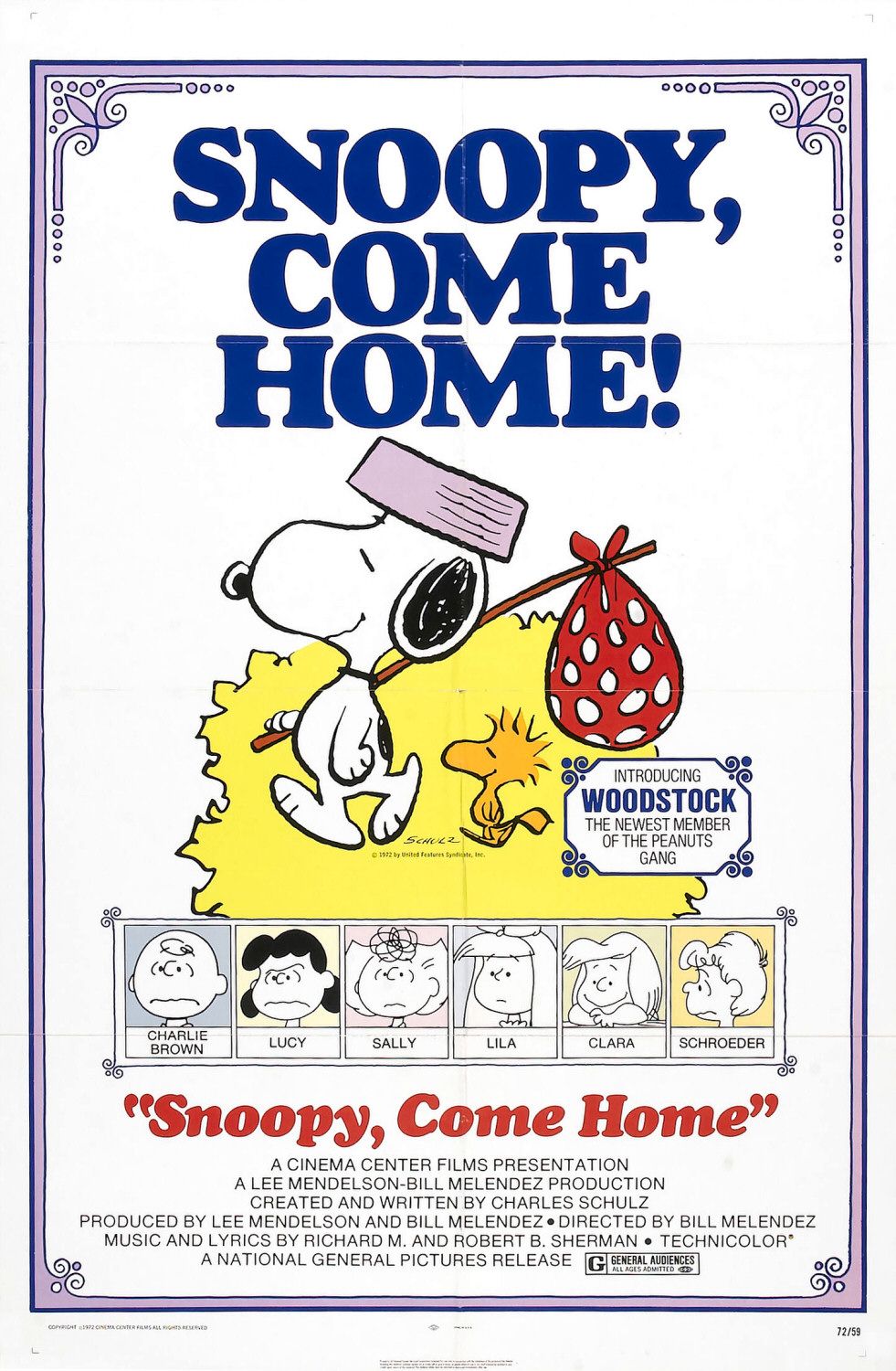 Extra Large Movie Poster Image for Snoopy Come Home 
