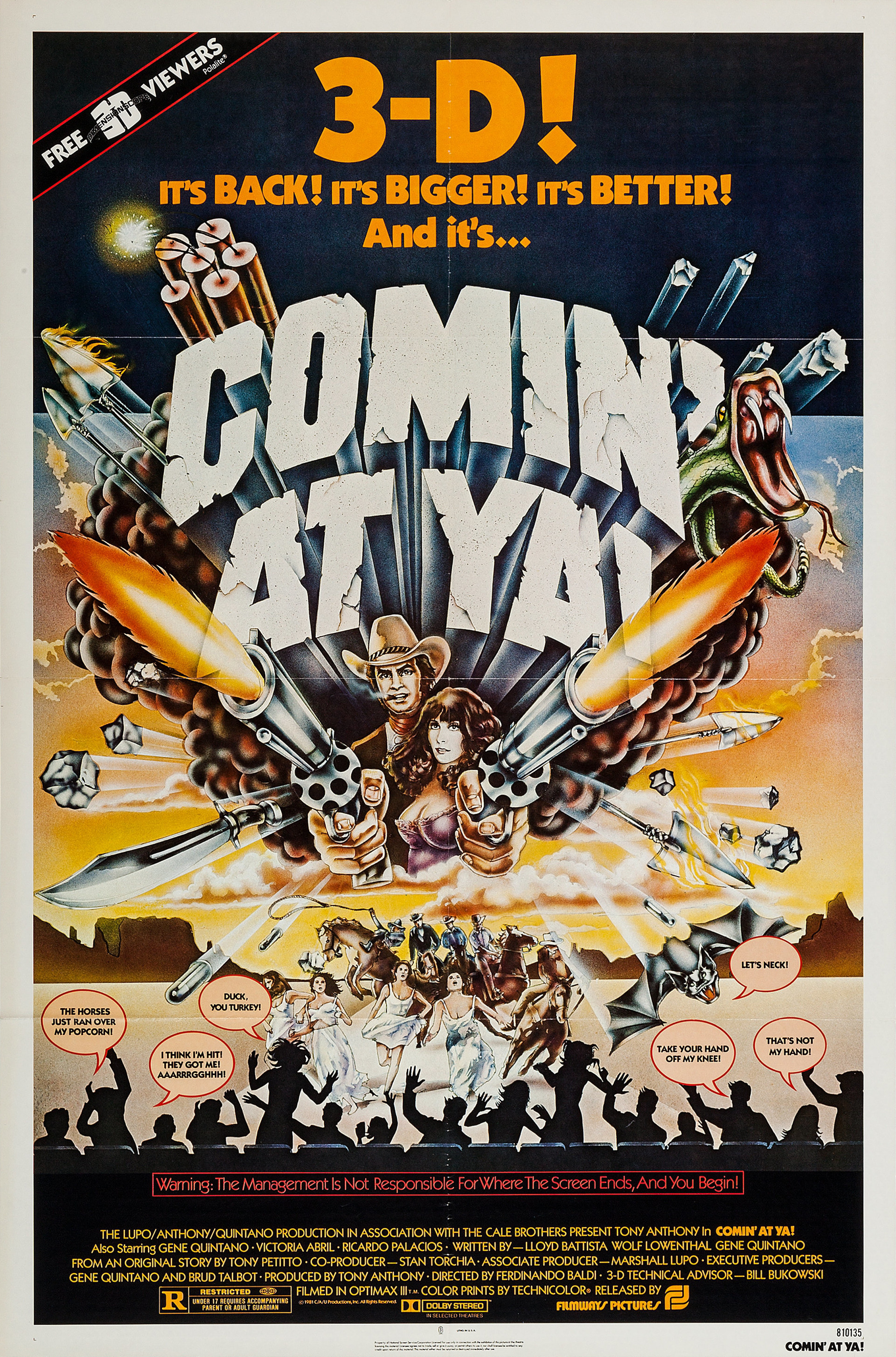 Mega Sized Movie Poster Image for Comin' at Ya! (#1 of 2)
