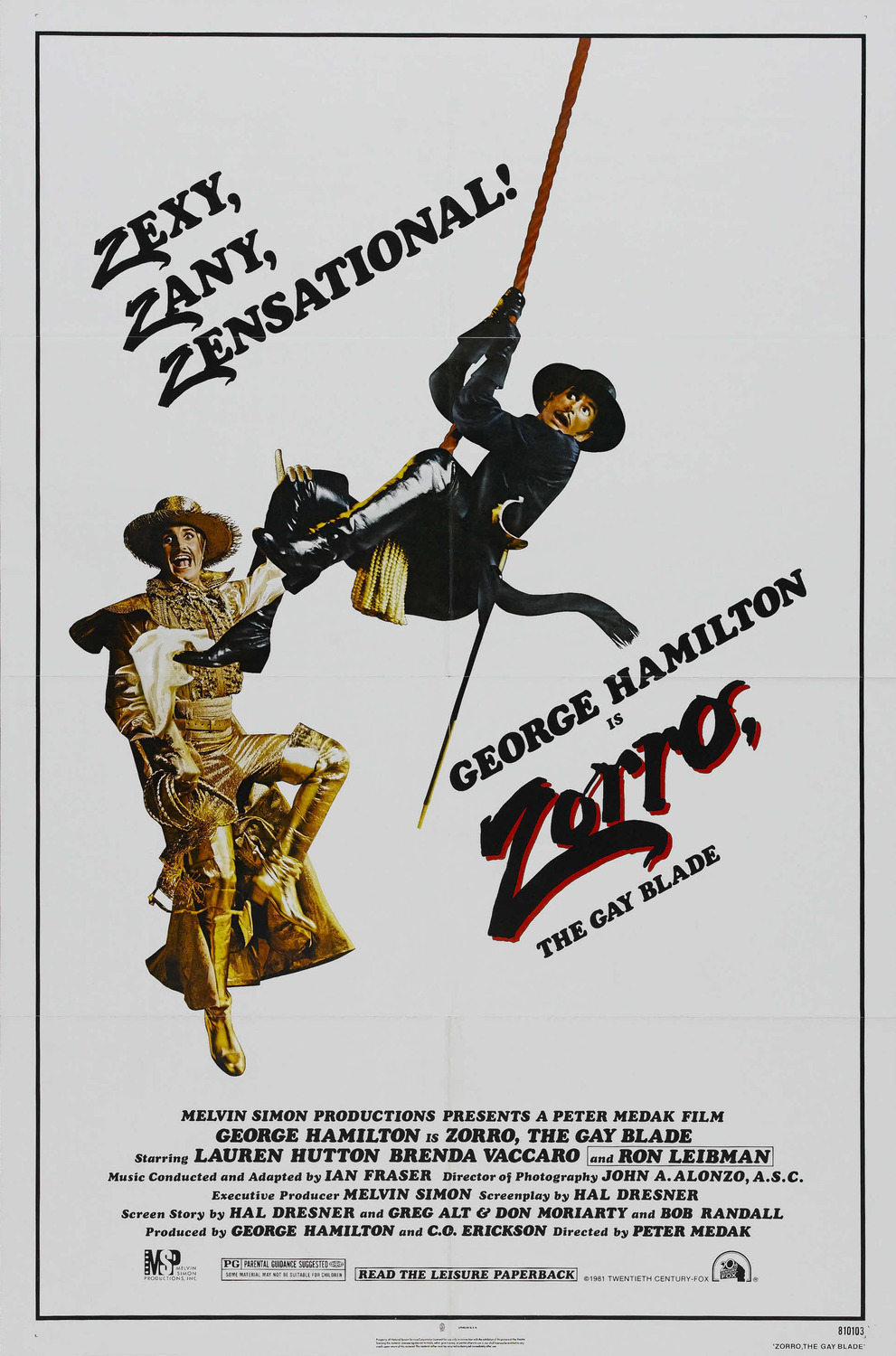 Extra Large Movie Poster Image for Zorro, the Gay Blade 