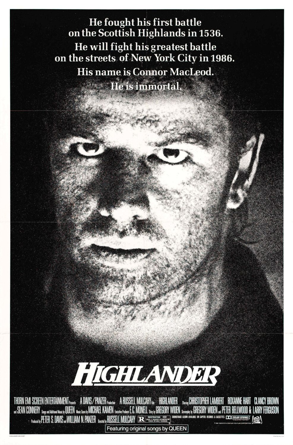 Extra Large Movie Poster Image for Highlander (#1 of 4)