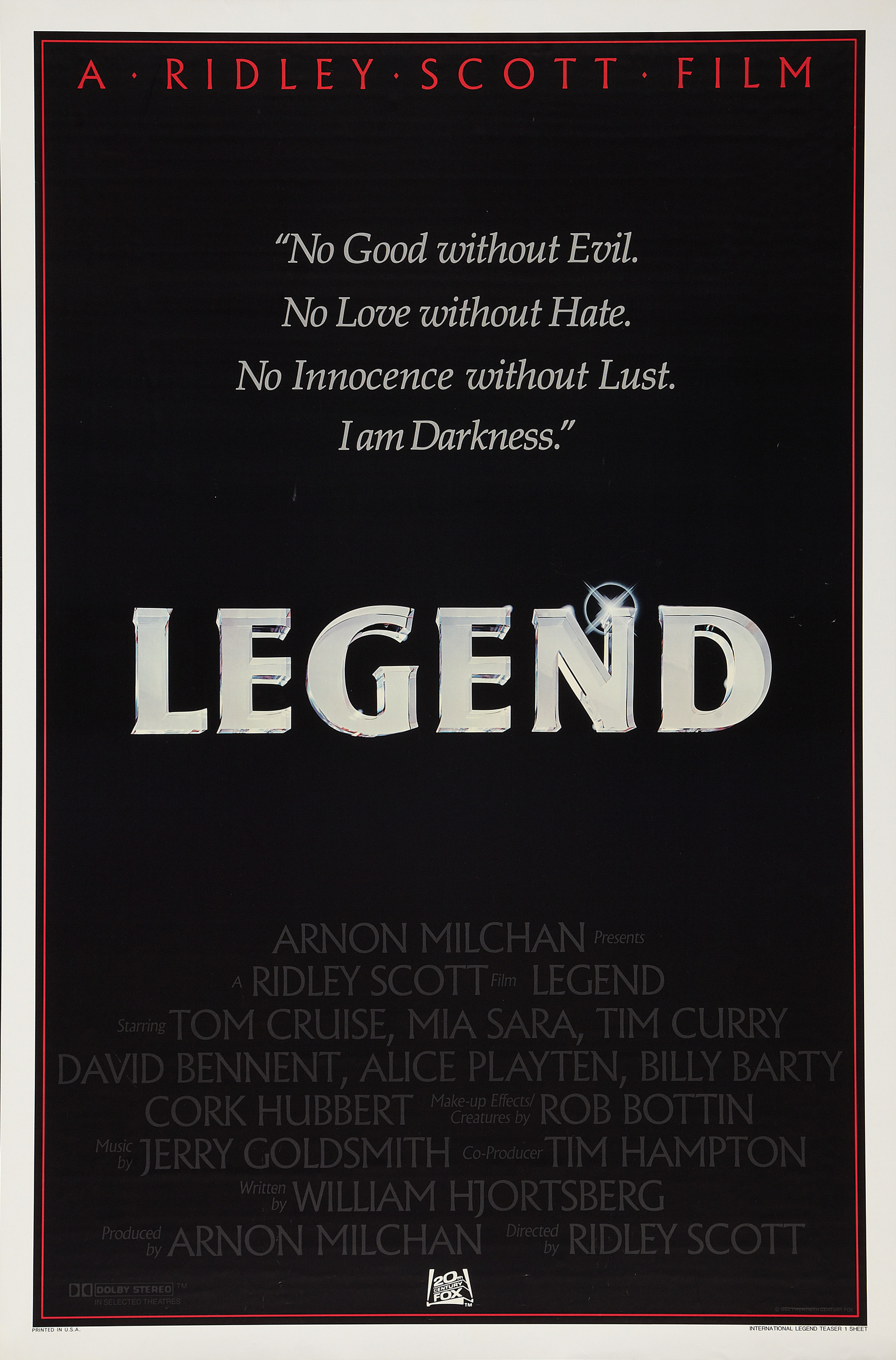 Mega Sized Movie Poster Image for Legend (#3 of 4)