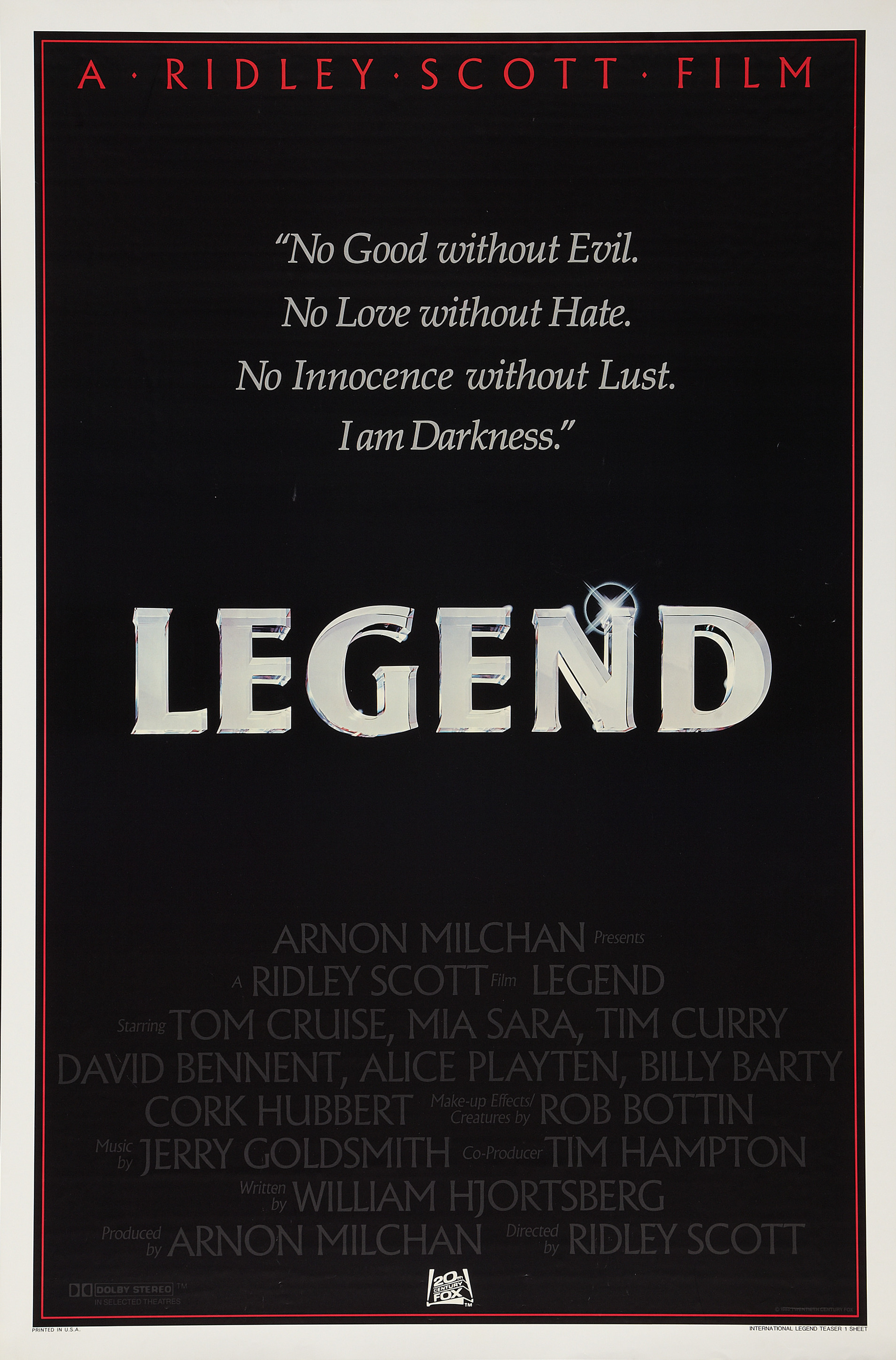 Mega Sized Movie Poster Image for Legend (#3 of 4)