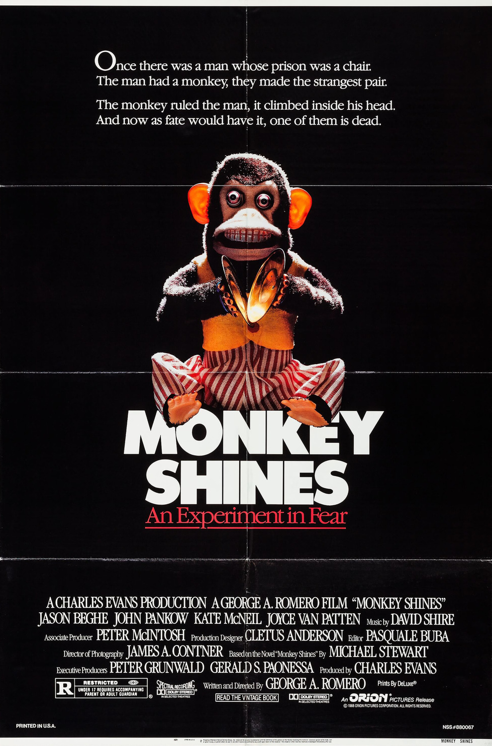 Extra Large Movie Poster Image for Monkey Shines (#1 of 2)