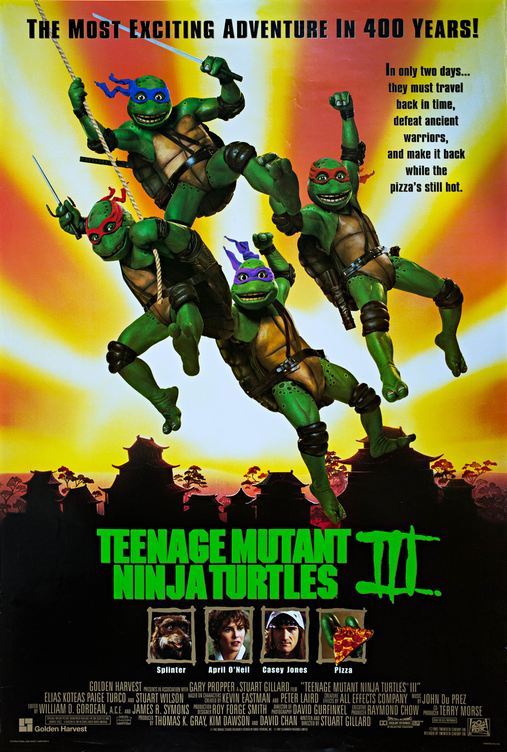 Extra Large Movie Poster Image for Teenage Mutant Ninja Turtles III (#2 of 2)