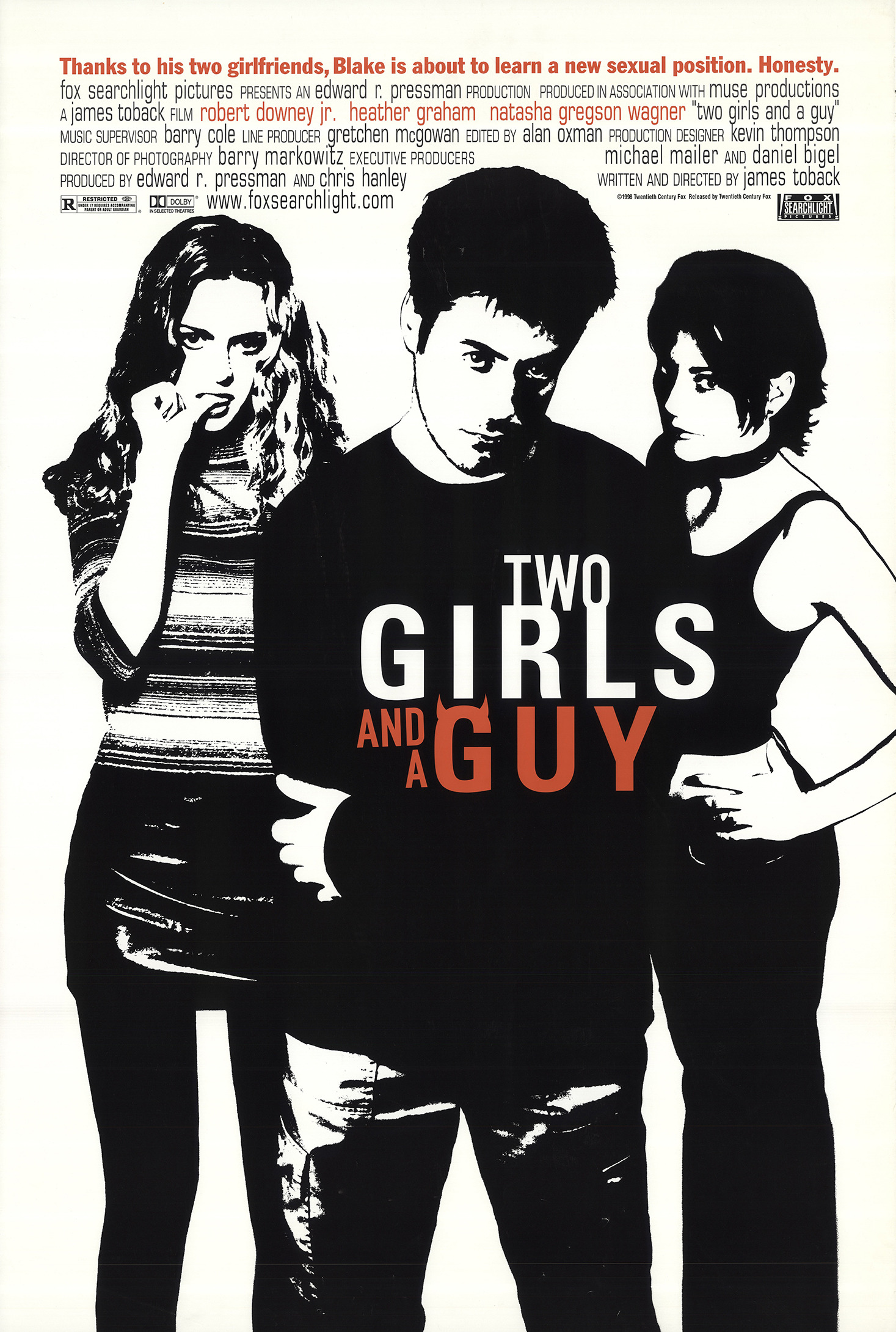 Mega Sized Movie Poster Image for Two Girls and a Guy 