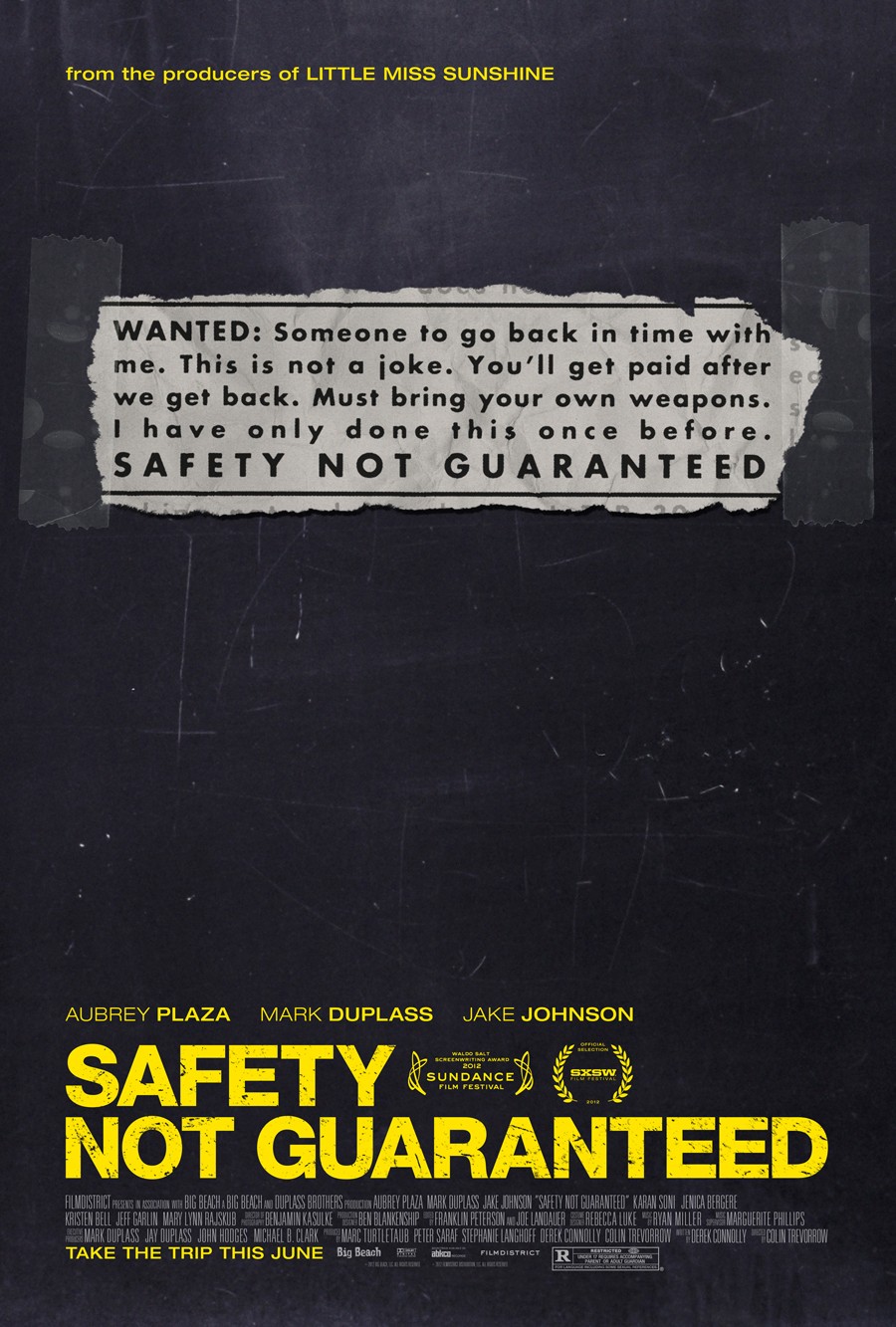 Extra Large Movie Poster Image for Safety Not Guaranteed (#2 of 3)