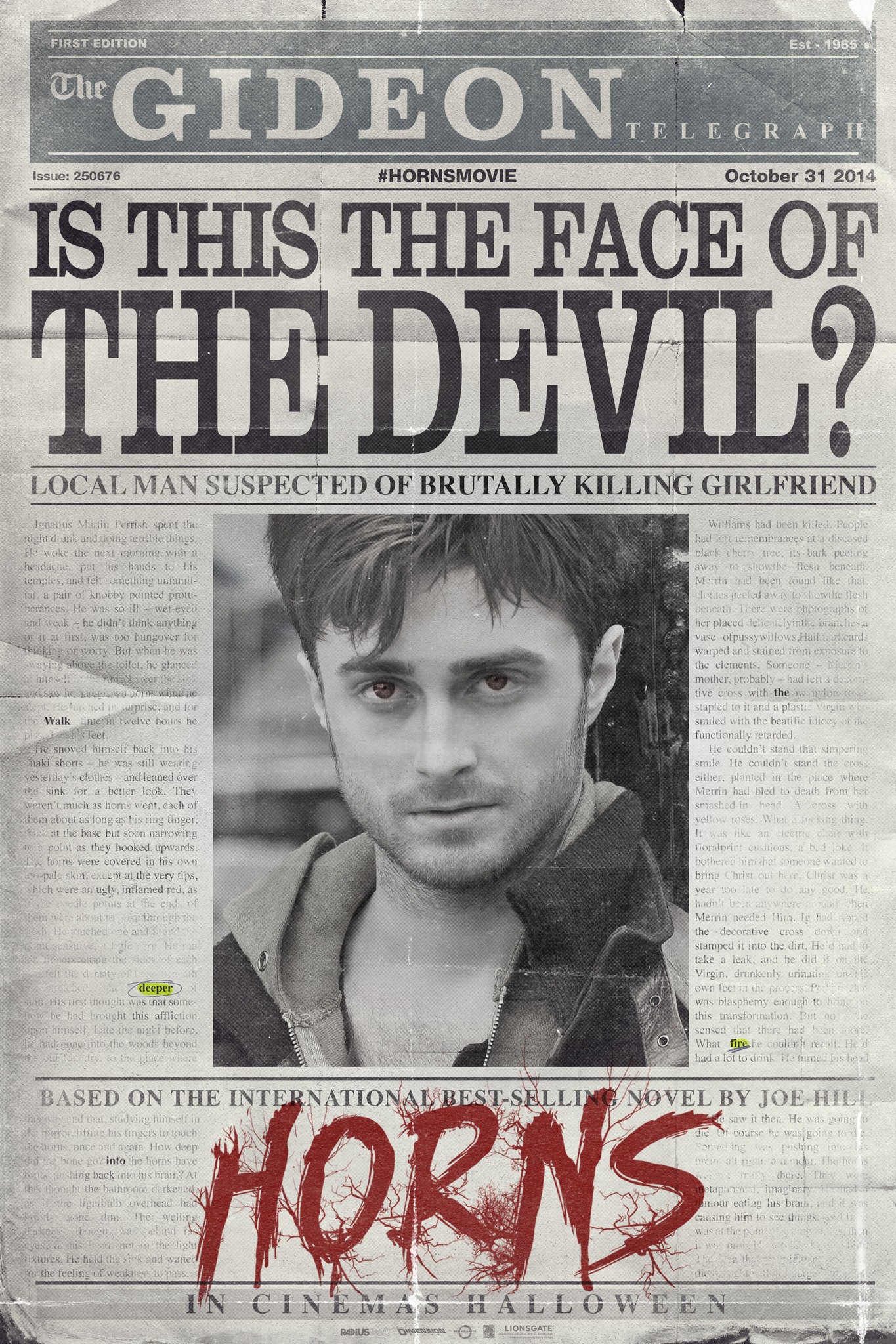 Mega Sized Movie Poster Image for Horns (#1 of 8)