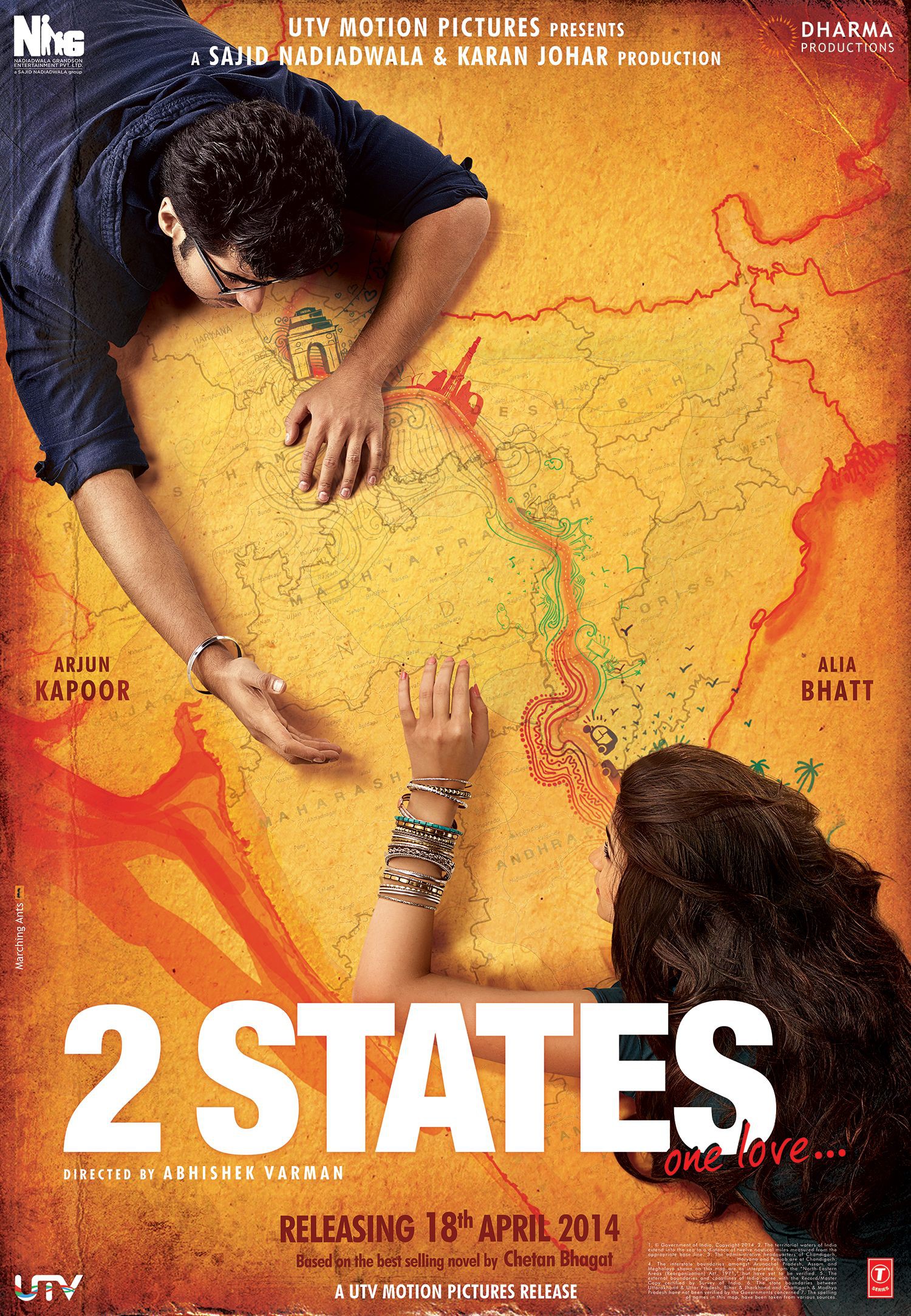 Mega Sized Movie Poster Image for 2 States (#2 of 8)