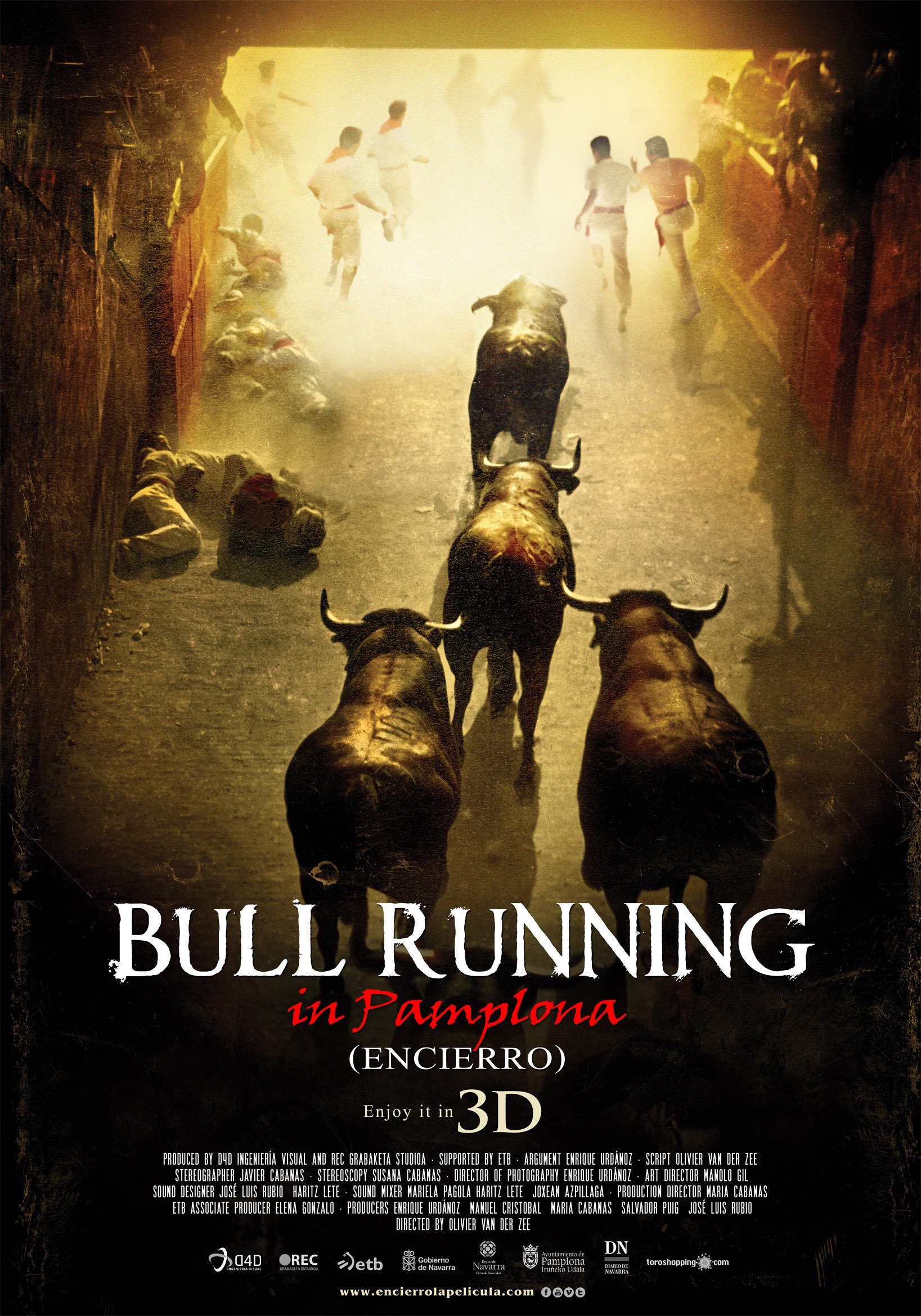 Mega Sized Movie Poster Image for Encierro 3D: Bull Running in Pamplona 